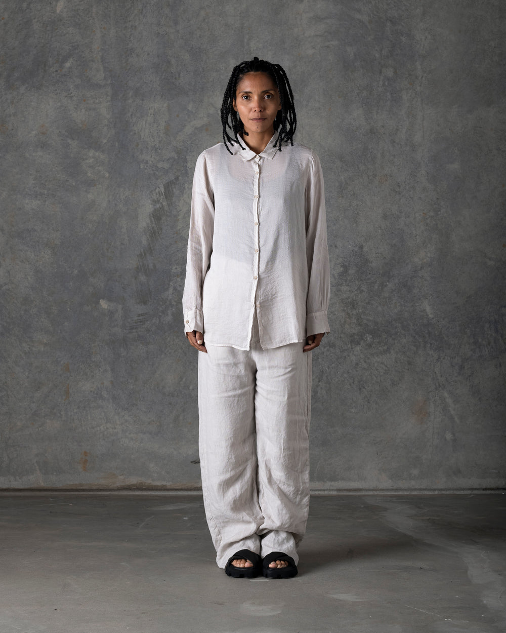 Collar Shirt Silk Off White T-207