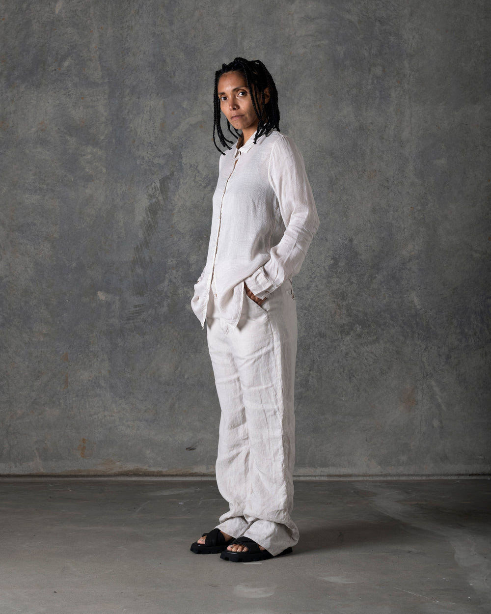 Collar Shirt Silk Off White T-207