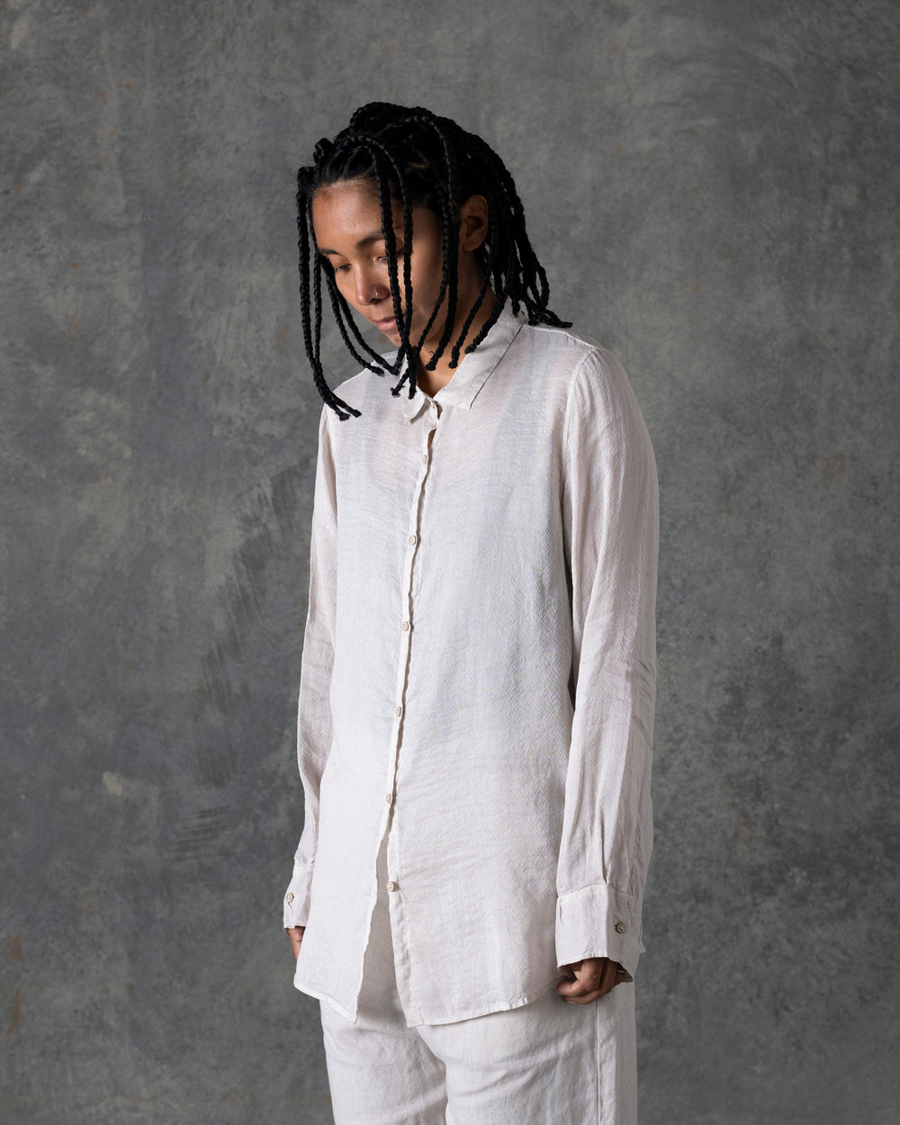 Collar Shirt Silk Off White T-207