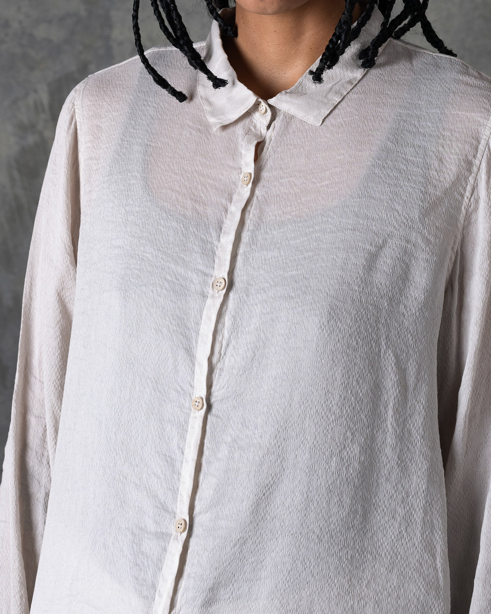 Collar Shirt Silk Off White T-207
