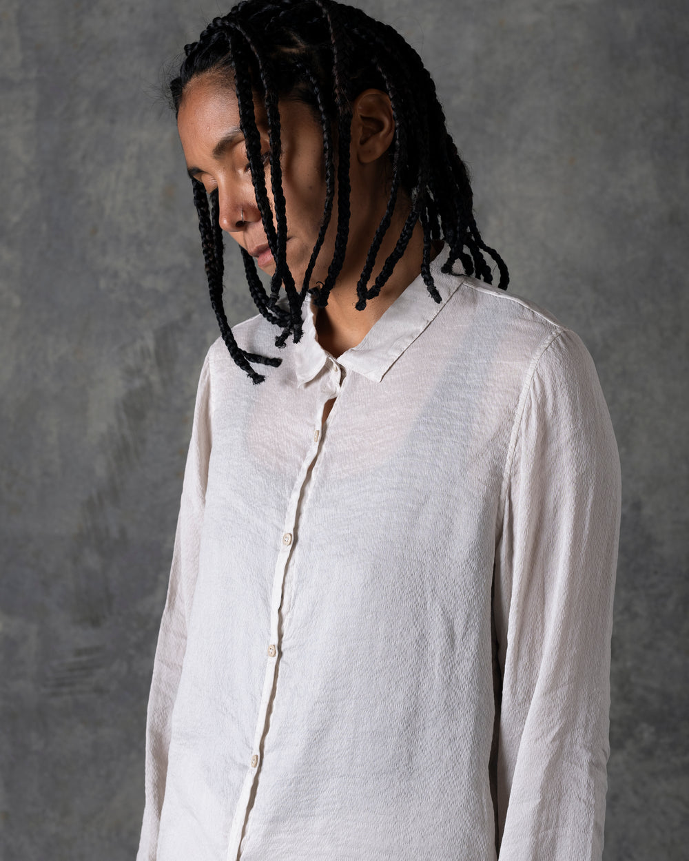 Collar Shirt Silk Off White T-207