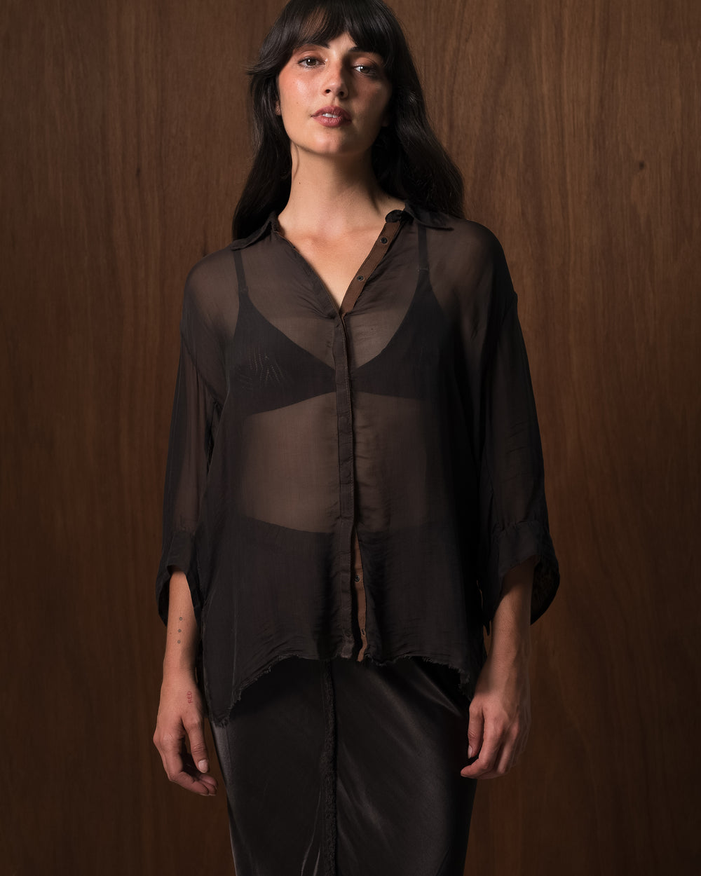 Zuma Shirt Silk Chiffon Chocolate