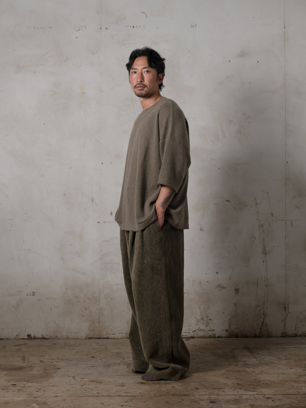 Boxy SS Cashmere Top Camo