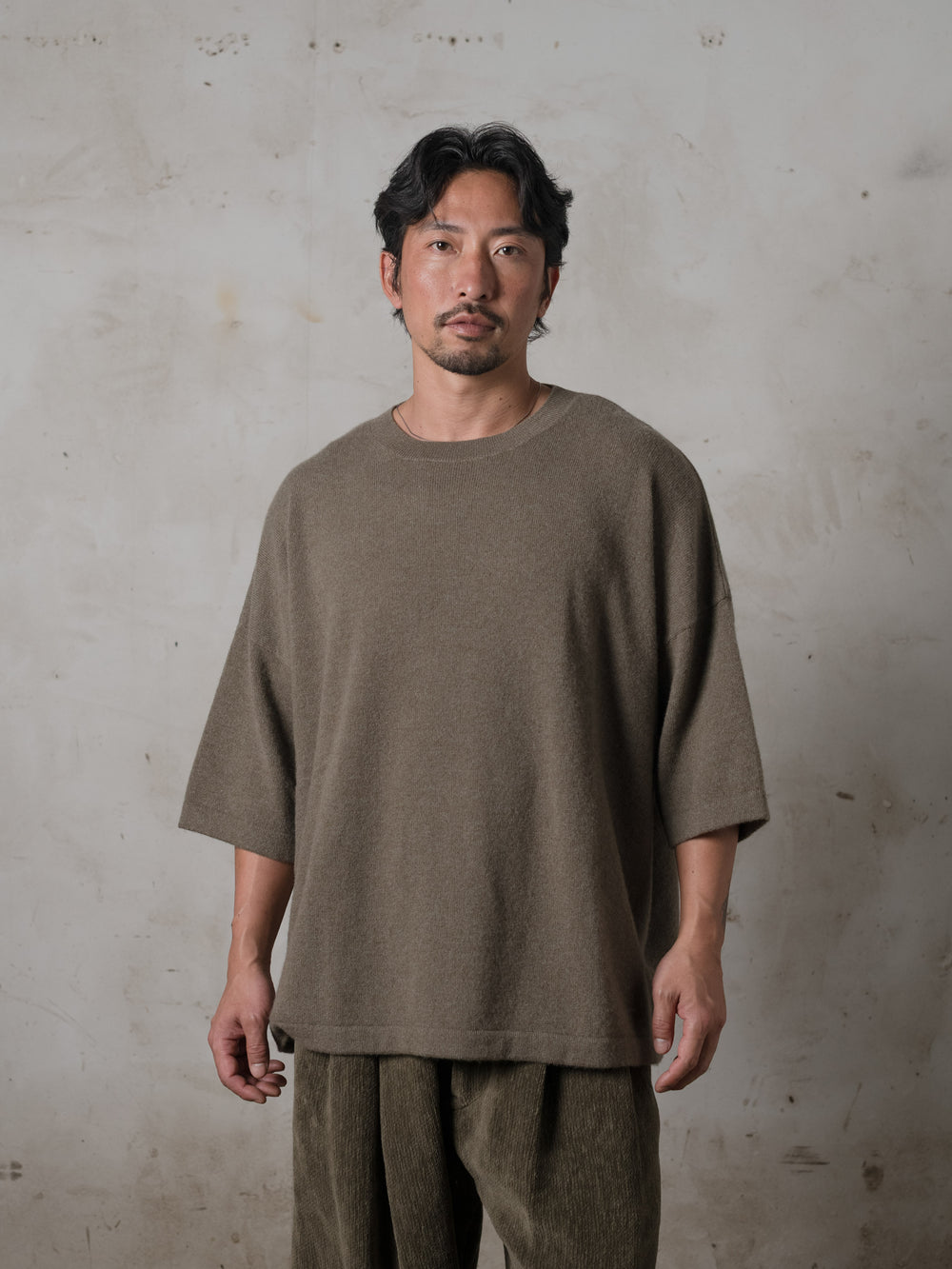 Boxy SS Cashmere Top Camo