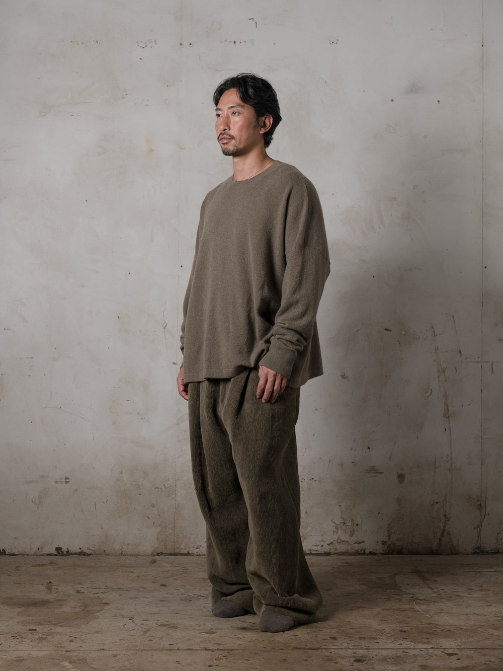 Boxy LS Cashmere Top Camo