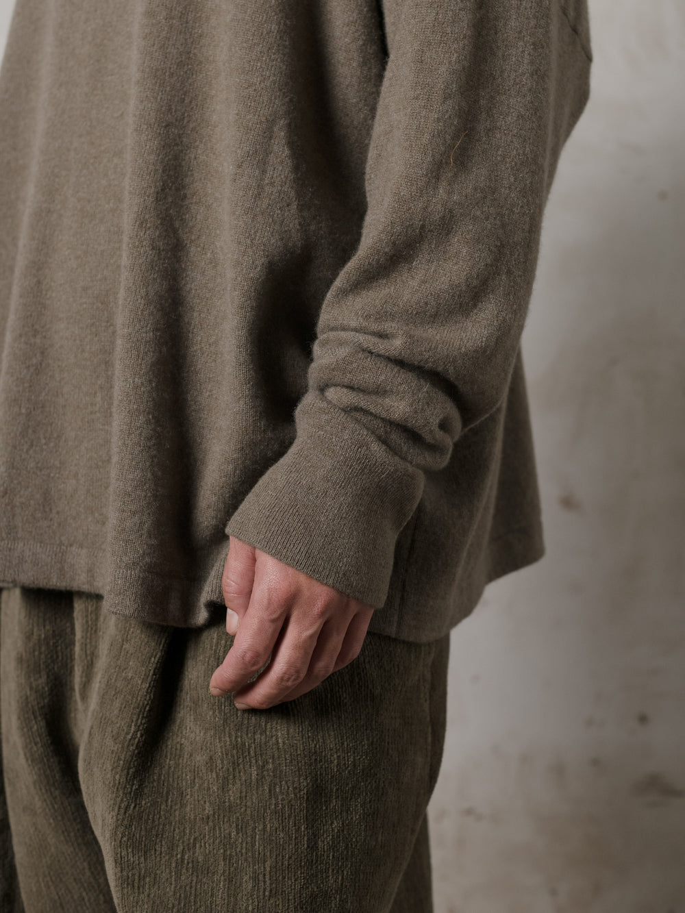Boxy LS Cashmere Top Camo
