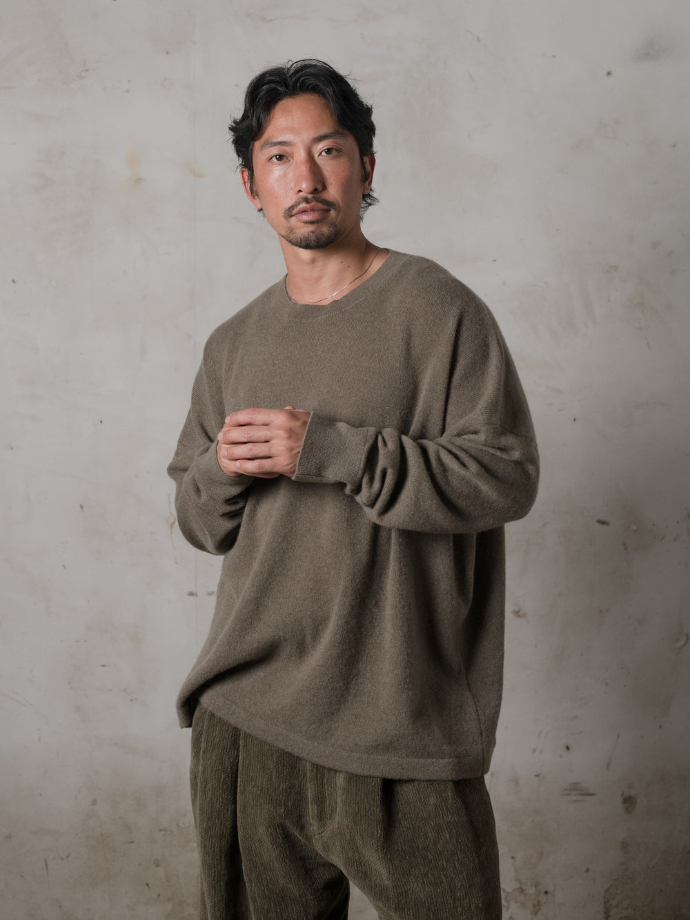 Boxy LS Cashmere Top Camo