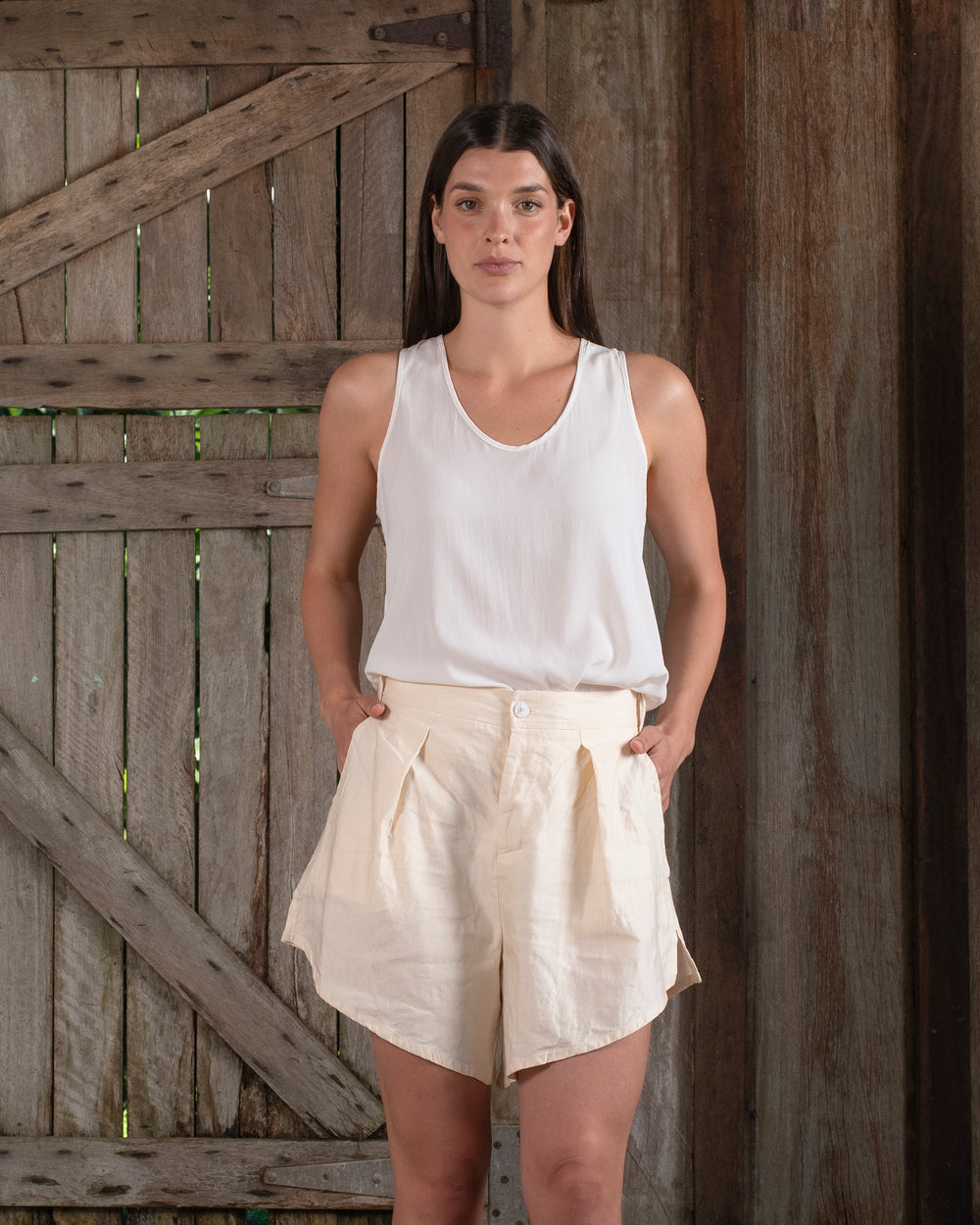 Tank Stretch Silk Crepe White