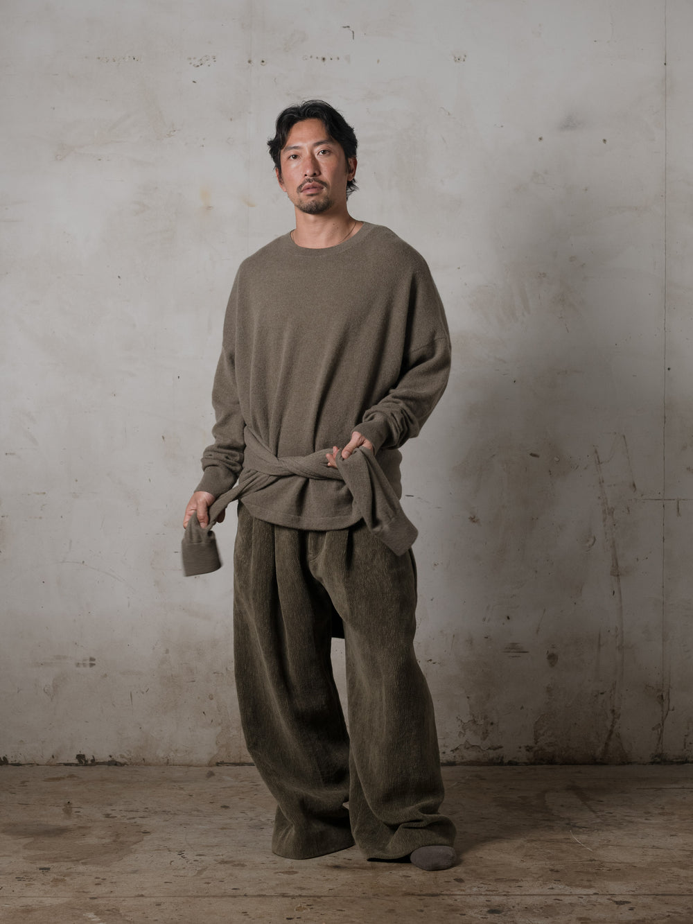 Boxy LS Cashmere Top Camo
