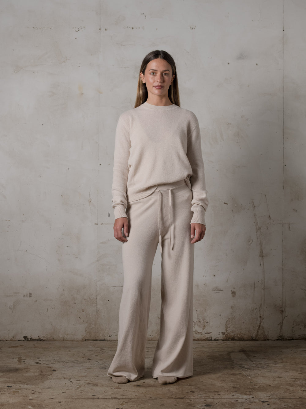 Cropped Fitted Sweater Cashmere Plaster