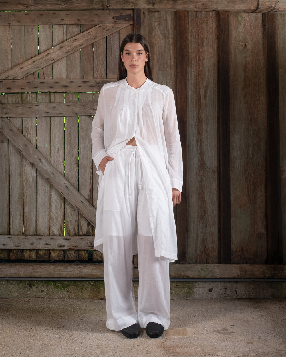 Full Pant Fine Cotton Voile White