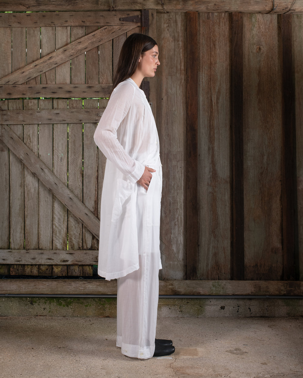 Full Pant Fine Cotton Voile White