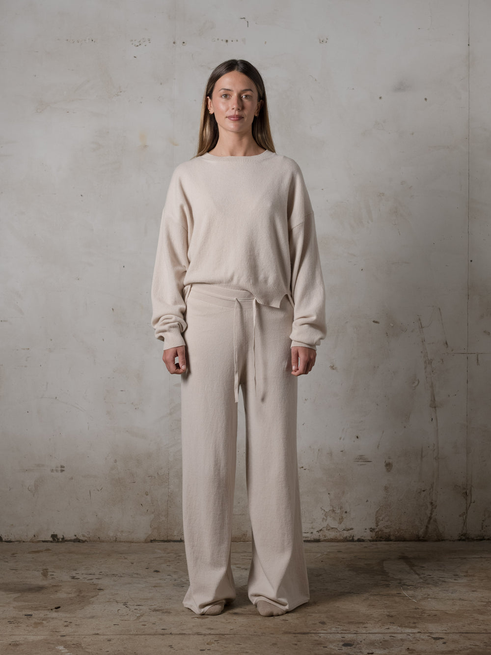 Cropped Sweater Cashmere Plaster
