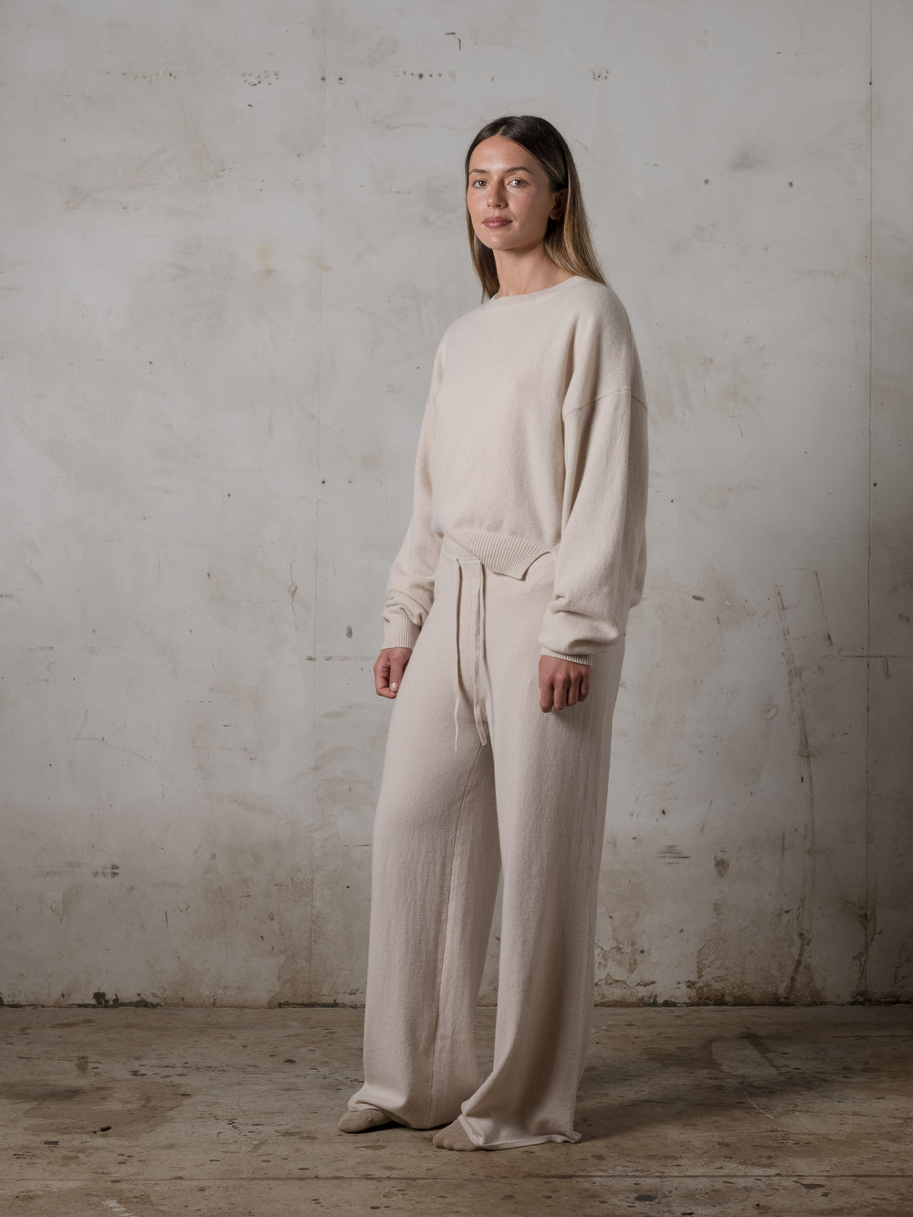 Cropped Sweater Cashmere Plaster