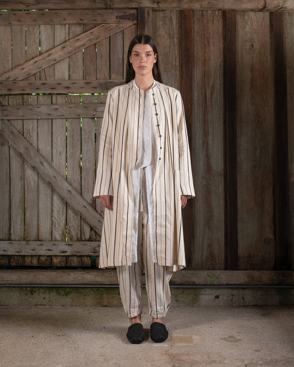 Easy Pant Linen Cotton Stripe Natural