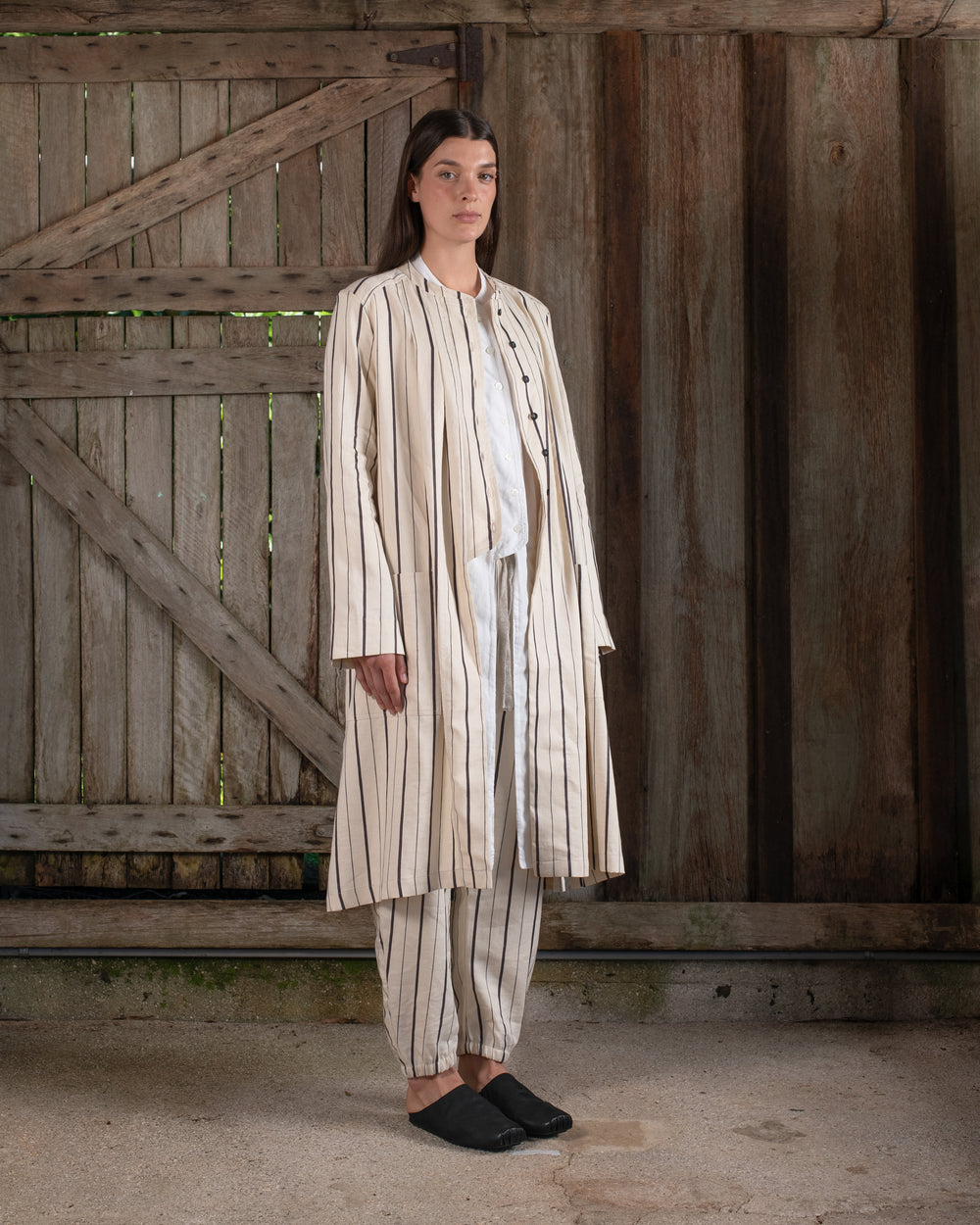 Easy Pant Linen Cotton Stripe Natural