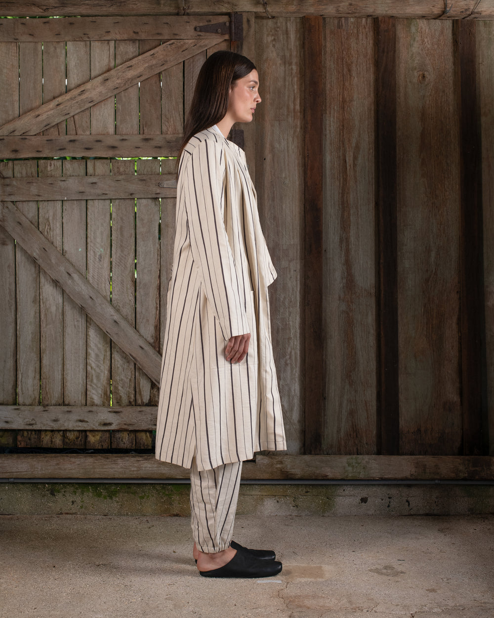Easy Pant Linen Cotton Stripe Natural