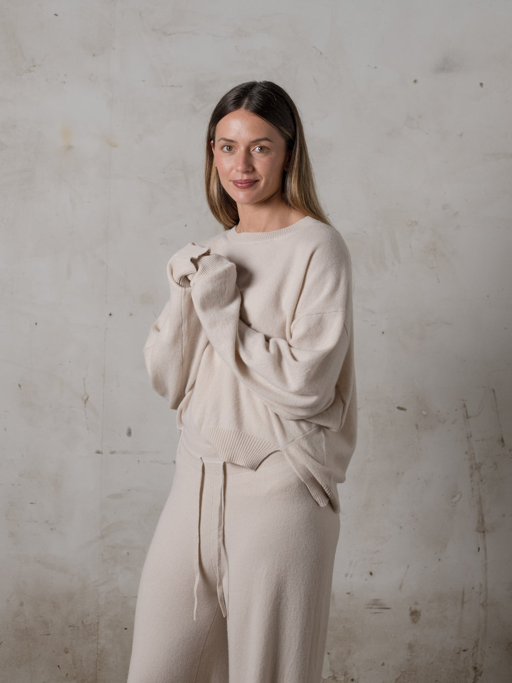 Cropped Sweater Cashmere Plaster