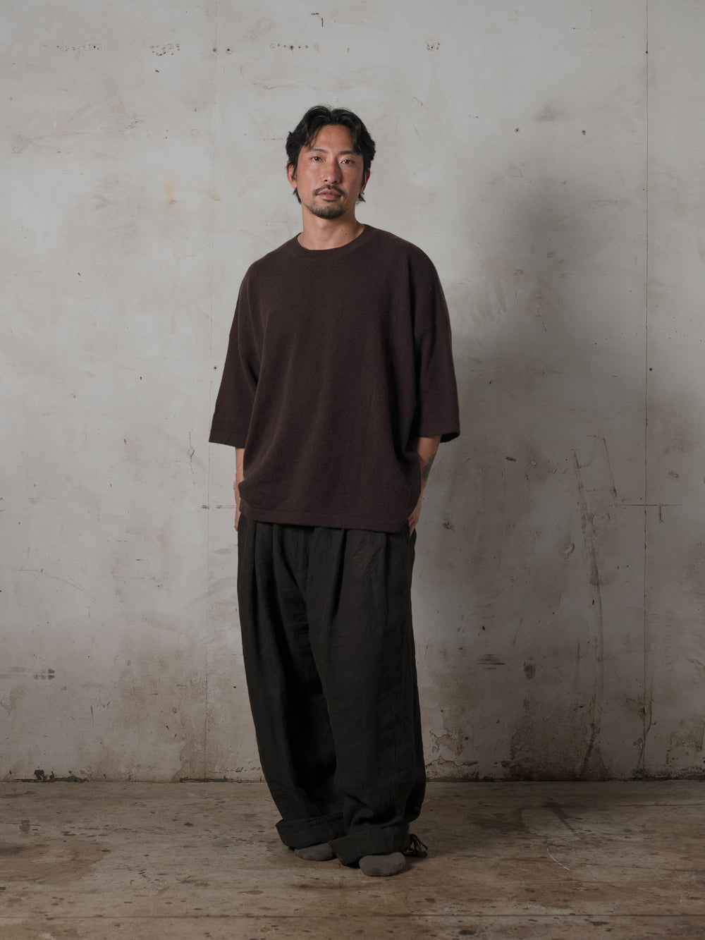 Unisex Boxy SS Cashmere Top Mocha