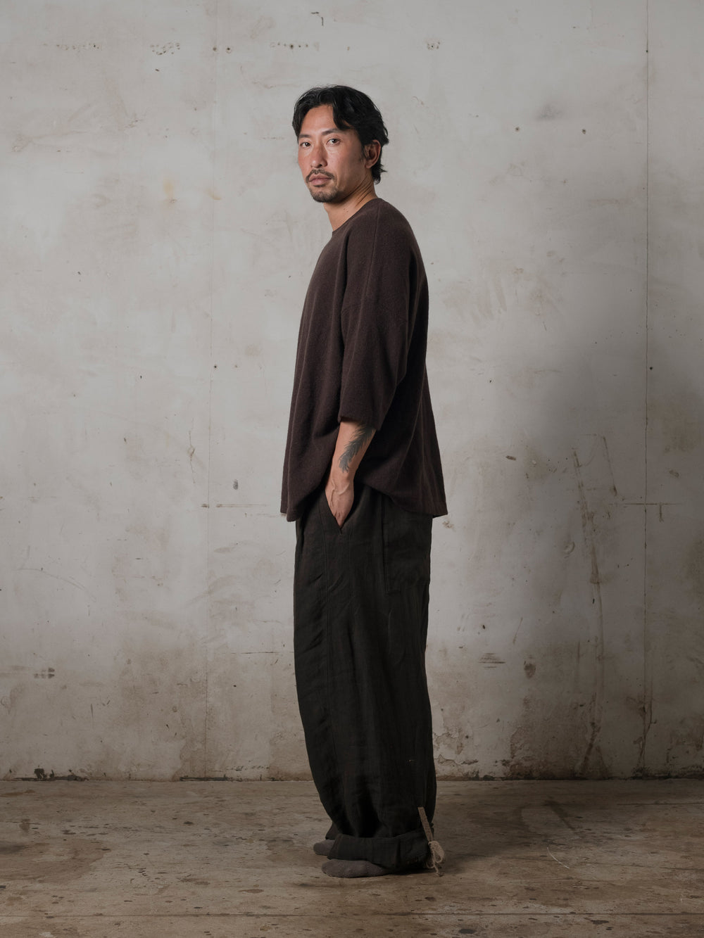 Unisex Boxy SS Cashmere Top Mocha