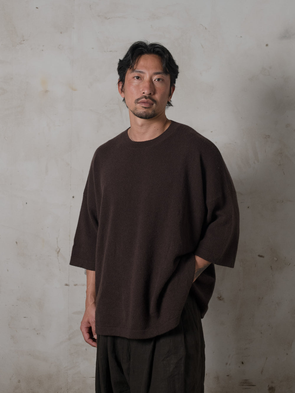 Unisex Boxy SS Cashmere Top Mocha