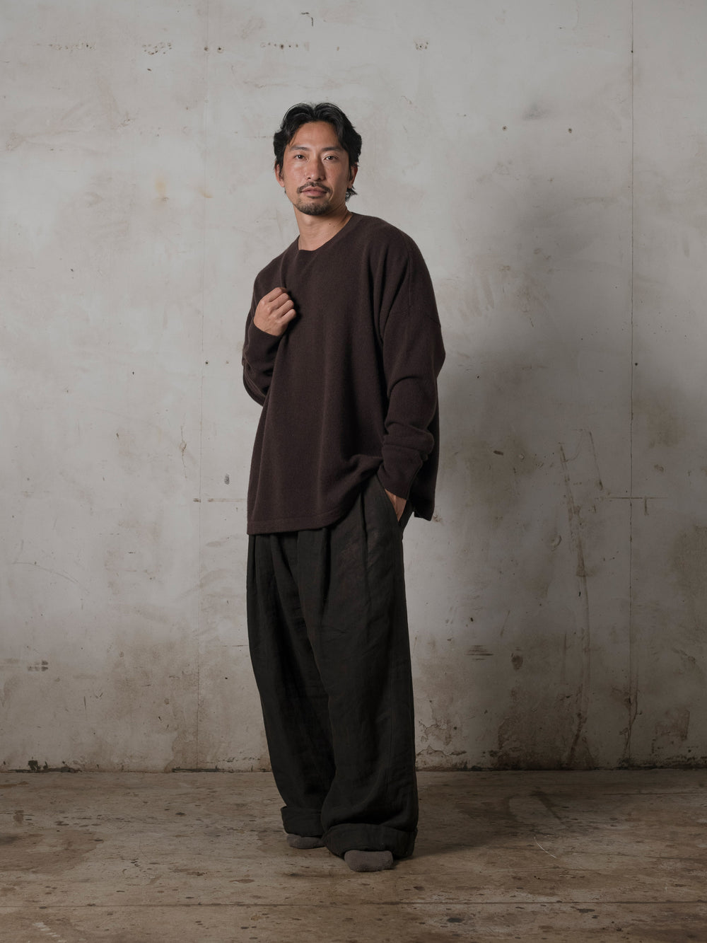 Boxy LS Cashmere Top Mocha
