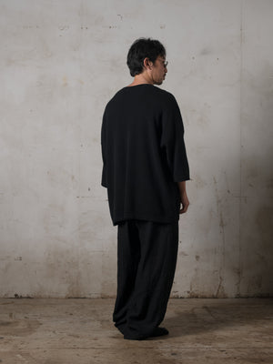 Unisex Boxy SS Cashmere Top Black