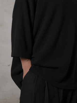Unisex Boxy SS Cashmere Top Black