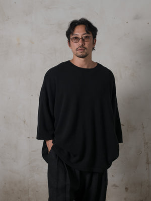 Unisex Boxy SS Cashmere Top Black