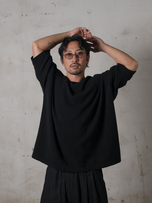 Unisex Boxy SS Cashmere Top Black