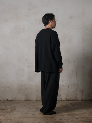 Boxy LS Cashmere Top Black