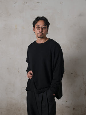 Boxy LS Cashmere Top Black