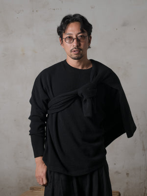 Boxy LS Cashmere Top Black