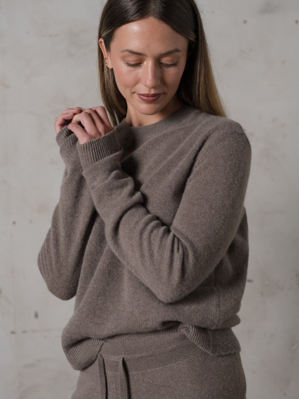 Cropped Fitted Sweater Cashmere Caribou