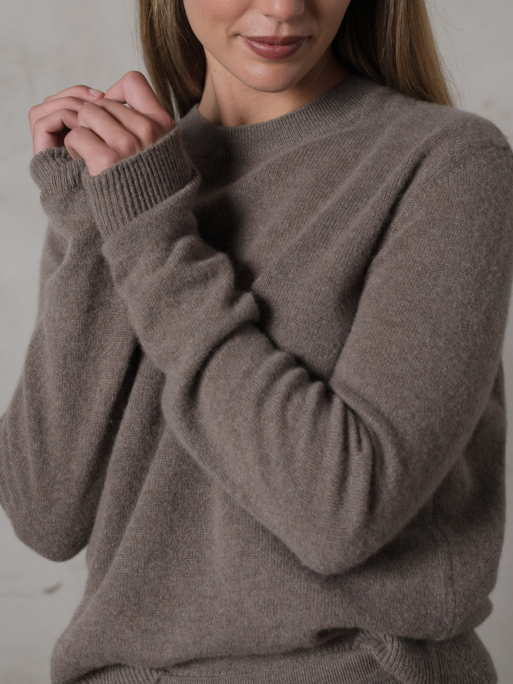 Cropped Fitted Sweater Cashmere Caribou