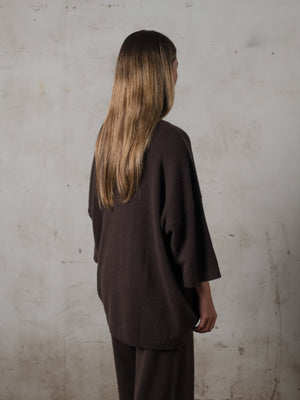 Unisex Boxy SS Cashmere Top Mocha