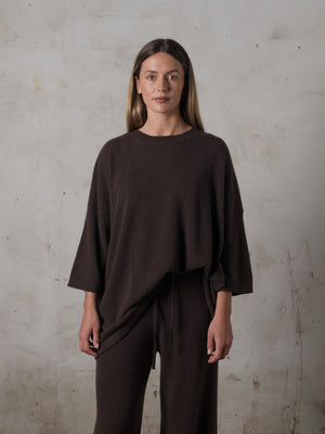 Unisex Boxy SS Cashmere Top Mocha