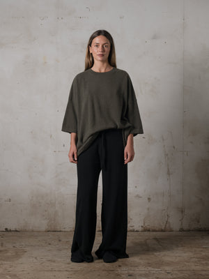 Boxy SS Cashmere Top Umber