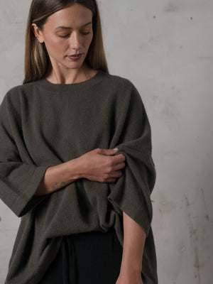 Boxy SS Cashmere Top Umber