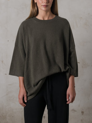 Boxy SS Cashmere Top Umber
