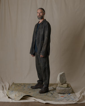 Simple Stitiched Jacket Antique Linen in Ash Glaze