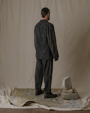 Simple Stitiched Jacket Antique Linen in Ash Glaze