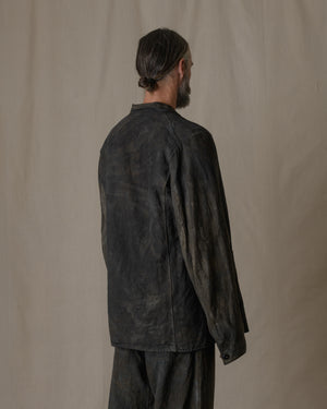 Simple Stitiched Jacket Antique Linen in Ash Glaze