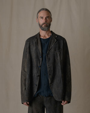 Simple Stitiched Jacket Antique Linen in Ash Glaze