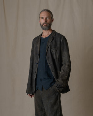 Simple Stitiched Jacket Antique Linen in Ash Glaze