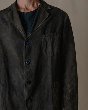 Simple Stitiched Jacket Antique Linen in Ash Glaze