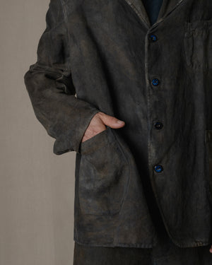 Simple Stitiched Jacket Antique Linen in Ash Glaze