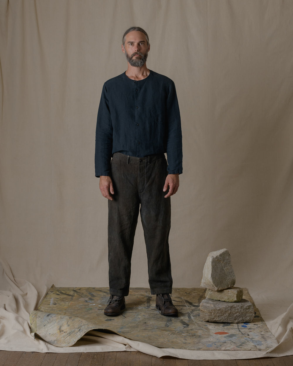 Work Pant 2 Linen Chambray in Ash Glaze