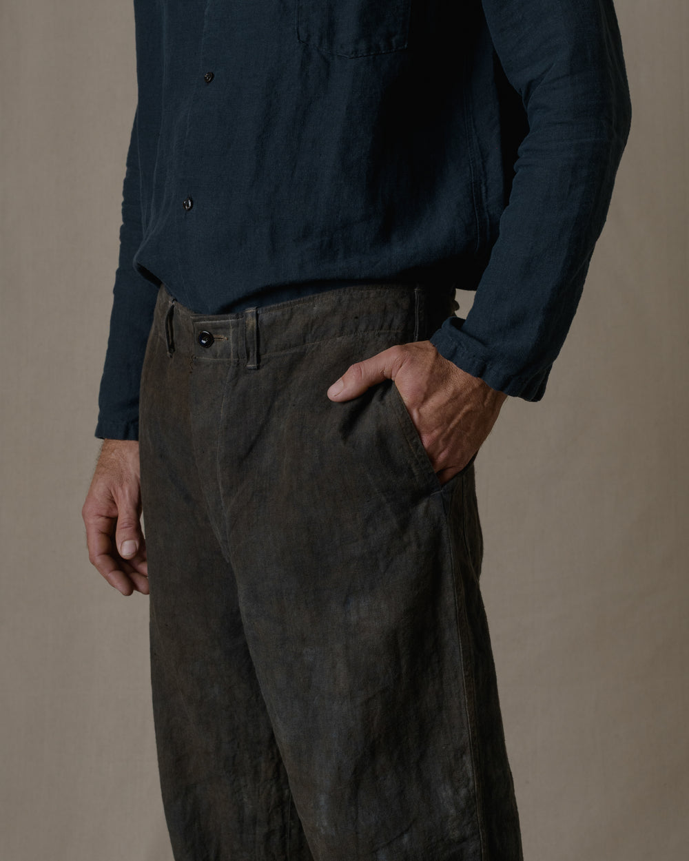 Work Pant 2 Linen Chambray in Ash Glaze