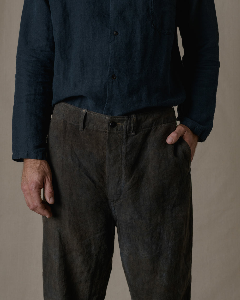 Work Pant 2 Linen Chambray in Ash Glaze